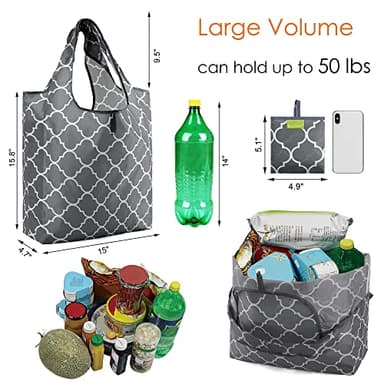 BeeGreen Grocery Bags | Reusable Gift Bags, Large Tote for Women & Foldable Beach Bag - 6 Pack Reusable Bag With Handles | Collapsible Cute Cloth Storage for Market, Holiday & Shopping | Washable​ - Image 2