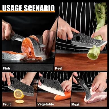 TAN REN 17PCS Butcher Knife Set with Bag, High Carbon Steel BBQ Knife Set for Meat Cutting, Hand Forged Serbian Chef Knives for Man Home & Outdoor Cooking,Father's Day Gift - Image 2
