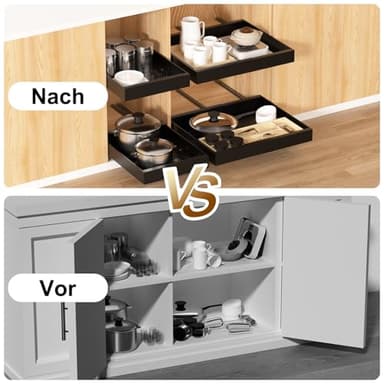 Melovinho 2 Pack Expandable Pull Out Kitchen Cabinet Organizer,Adhesive No Drilling Slide Out Drawers for Kitchen Base Cabinet,Shelves,PantryStorage, Adjustable Width Cabinets Drawers 12.4"-20.4" - Image 3