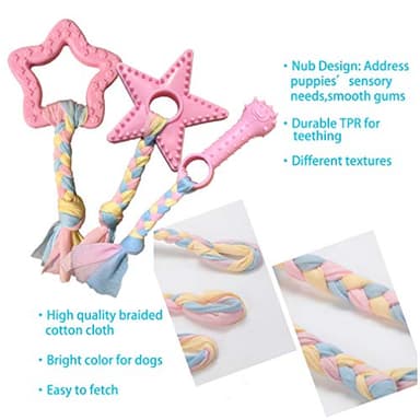 Volacopets Puppy Toys for Teething, Puppy Chew Toys for Small Dogs, Crinkle Dog Toys Small Breed Boredom and stimulating, Dog Toys for Small Dogs, Pink, 5-Pack - Image 4