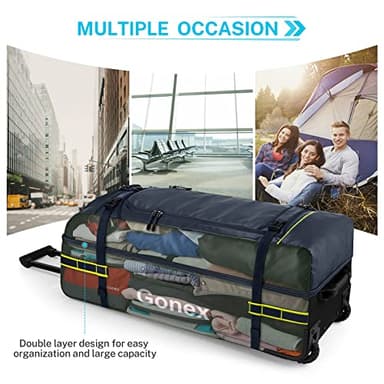 Gonex Rolling Duffle Bag with Wheels, 100L Water Repellent Large Wheeled Travel Duffel Luggage with Rollers 33 inch, Navy Blue - Image 3