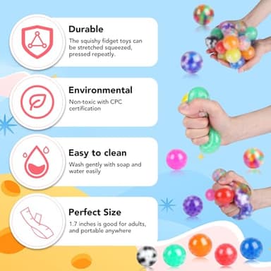 24Pack Stress Balls, Squishy Ball, Squishy Squeeze Balls Bulk Fidget for Adults, Stress Relief Balls, Party Favors, Birthday Gift, Goodie Bag Stuffers - Image 5