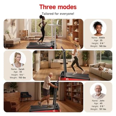 RHYTHM FUN Walking Pad Treadmill with Incline, 8% Incline Walking Treadmill, 300 lbs Foldable Treadmills with Handles for Home Office Use, Under Desk Compact Walking Pad - Image 2