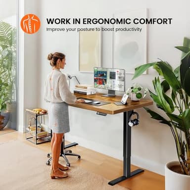 ErGear 48" x 24" Whole Piece Desktop Electric Standing Desk, Thick Height Adjustable Desk with 4 Height Memory, Home Office Computer Table with Cable Management Tray, Vintage Brown - Image 8