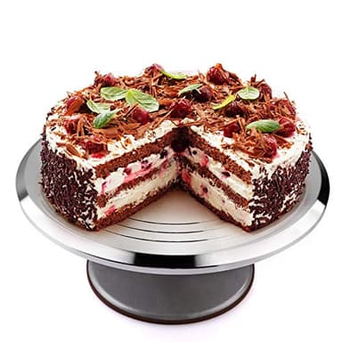12'' Cake Stand, Cake Spinner Cake Decorating Supplies, Round Decorating Turntable Revolving Aluminum Table Holder Baking Display Tray Plate Tools Accessories for Birthday Wedding Party - Image 8