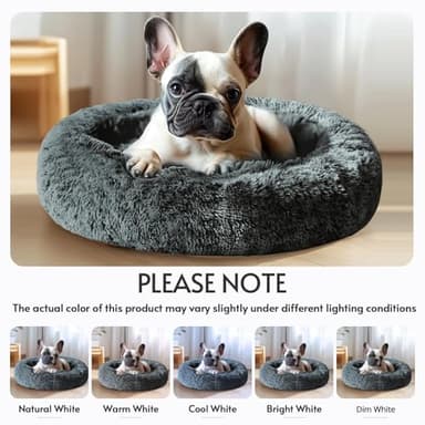 JOLLYVOGUE Calming Dog & Cat Bed for Large Dogs, Anti-Anxiety Donut Cuddler Cozy Soft Round Bed with Anti-Slip Bottom, Fluffy Faux Fur Plush Cushion Beds for Medium Dogs (36") - Image 7
