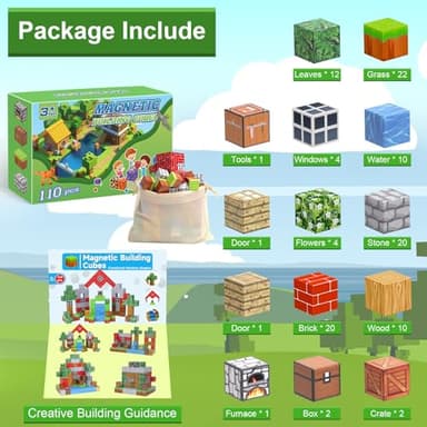 Dulsaera Magnetic Blocks-Build 110PCS Toys for Boys & Girls Age 6 7 8 9 10, Stacking Building Toys for Toddlers Fidget Cubes Sensory Toy for Kids(Jungle) - Image 2