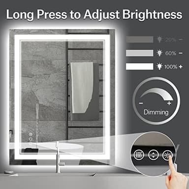 ISTRIPMF 30x36 Inch LED Bathroom Mirror with Lights, Backlit and Front Lighted Bathroom Mirrors for Wall, Anti-Fog Dimmable Memory Shatterproof LED Vanity Mirror for Bathroom - Image 7