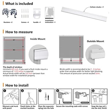 LazBlinds Cordless Cellular Shades, Blackout Privacy Honeycomb Shades for Home, Thermal Insulation Noise Reduction Blinds for Windows, 26'' W x 64'' H, Dark Grey - Image 7