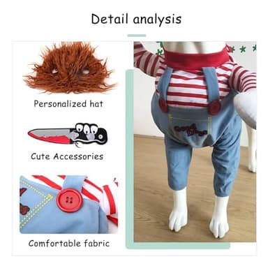 Chucky Dog Costume with Knife - Halloween & Christmas Cosplay for Small, Medium & Large Dogs (Medium) - Image 3