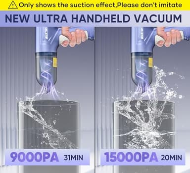 AUXTUR 3 in 1 Car Vacuum Cleaner High Power | Portable Cordless Handheld | 15000PA Brushless Motor | Super Suction Mini Vacuum With Super Endurance for Home - Image 3