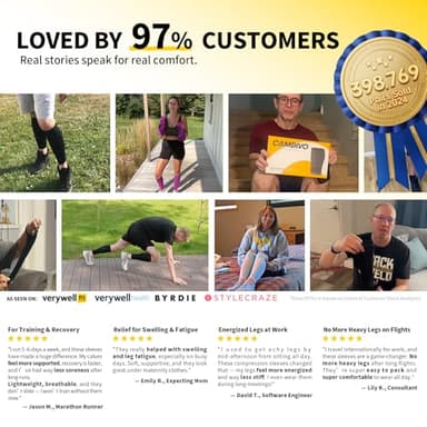 CAMBIVO 3 Pairs Calf Compression Sleeves for Men & Women – Footless Compression Socks for Shin Splints, Pain Relief, Varicose Veins – Leg Support for Running, Travel, Fitness, Nursing - Image 6