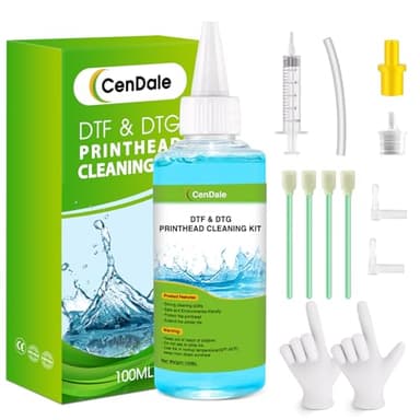 CenDale Premium DTF Printhead Cleaning Solution - Universal Printhead Cleaner Kit for Any DTF & DTG Printers, Print Head Cleaning Kit for Epson ET8550 L1800 XP15000 R1390 XP600 Ink Printer (100ML) - Image 1
