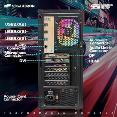 STGAubron Gaming PC Computer Desktop, Intel i7 Xeon E5 2.8GHz, Radeon RX 550 4G, 16GB DDR4, 512GB SSD, WiFi, BT 5.0, RGB Fan x4, Windows 11 Home - Image 6