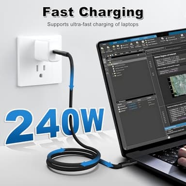 40Gbps Thunderbolt 4 Cable [Intel Certified] 6.6ft USB C to USB C Cable, 240W(5A) Charging Cord, Braided Type C Cable Compatible for Dual 8K/4K Display, USB4, SSD, eGPU, Mac Studio/mini, iphone - Image 4