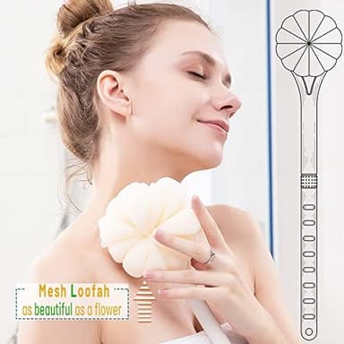 Shower Body Brush,Soft Bristles and Beautiful Pumpkin Loofah 14” Long Handle Back Scrubber Bath Mesh Sponge for Skin Exfoliating Bath,Massage Bristles Suitable for Wet or Dry,Men and Women (Grey - Image 4