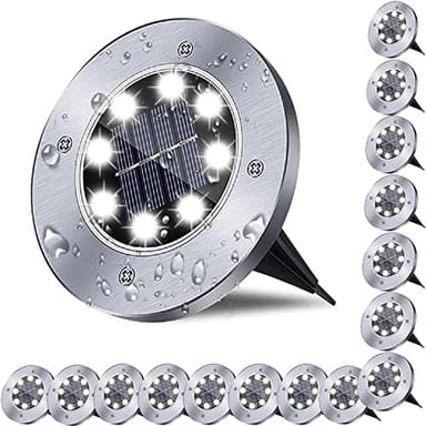Solar Ground Lights, Waterproof Solar Garden Lights, Upgraded Outdoor Garden Waterproof Bright in-Ground Lights, Landscape Lights for Pathway,Yard,Deck,Lawn,Patio,Walkway (16 Pack White Light) - Image 1