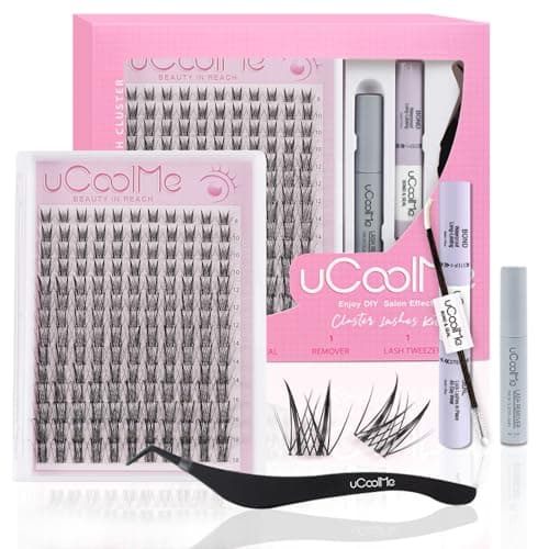 uCoolMe Lash Clusters Kit Wispy Individual Lashes Natural Eyelash Clusters Kit C Curl - WideSpan Spiky Lashes Ultra-Thin Invisible Lash Band Lash Bond and Seal DIY at Home (Aphrodite Kit) - Image 1