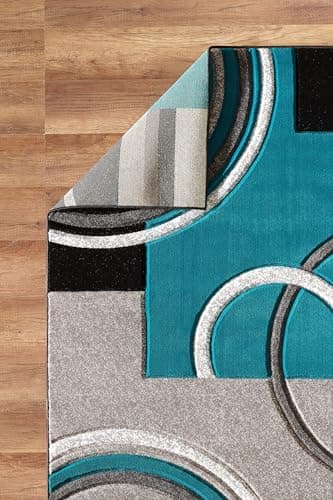 GLORY RUGS Area Rug Modern Soft Hand Carved Contemporary Floor Carpet with Premium Fluffy Texture for Indoor Living Dining Room and Bedroom Area (Turquoise, 5x7) - Image 6