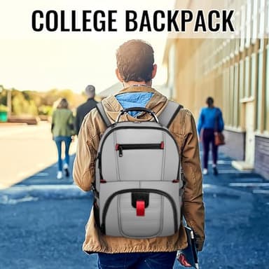 YOREPEK Travel Backpack, Extra Large 50L Laptop Backpacks for Men Women, Water Resistant College Backpack Airline Approved Business Work Bag with USB Charging Port Fits 17 Inch Computers, Light Grey - Image 6