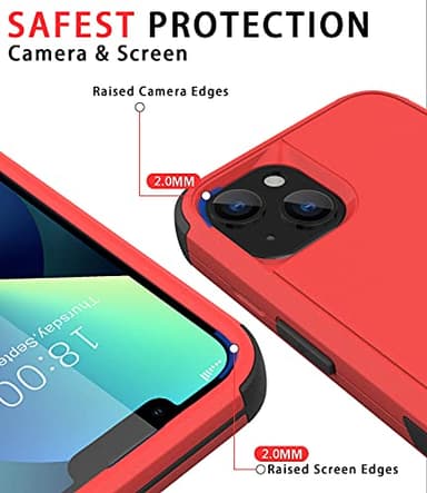 Diverbox for iPhone 13 Case [Shockproof] [Dropproof] [Dust-Proof],Heavy Duty Protection Phone Case Cover for Apple iPhone 13 (Red) - Image 3