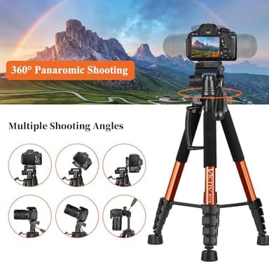 Victiv Tripod 74-Camera-Tripod for Cell Phone, Aluminum Professional Heavy Duty Camera Tripod Stand, Tripod for Camera DSLR SLR with Carry Bag, Compatible with Canon Nikon iPhone - Image 4