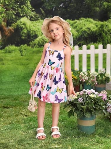 Girls Butterfly Summer Dress Bowknot Backless Sundress Birthday Dress Outfits for Baby Girls Sleeveless Casual Clothes 1-6T(1309-5T) - Image 5