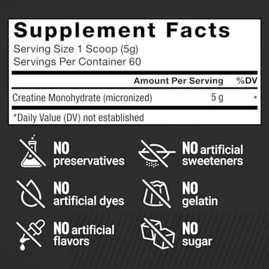 Force Factor Creatine Monohydrate Powder, 5g Micronized Dose to Support Muscle Growth, Strength, Recovery, Cognitive Health & Memory, Unflavored, 60 Servings - Image 6