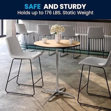 Flash Furniture Lars 30'' Round Wood Cocktail Table with 30'' and 42'' Columns, Adjustable Wood Standard or Bar Height Tall Round Table for Events or Home Use, Natural - Image 10