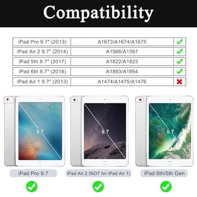 Soke Case for iPad 6th/5th Generation 9.7 Inch 2018/2017,with Built-in Screen Protector and Kickstand, Rugged Full-Body Heavy Duty Protective Cover for Apple iPad Air 2 /Pro 9.7 - Black - Image 2