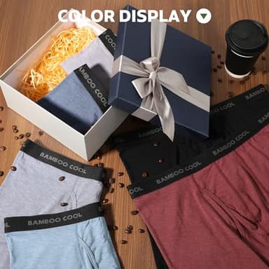 BAMBOO COOL Men's Ultra Breathable Underwear,No Riding Up Boxer Briefs with ComfortFlexible Waistband,Multipack - Image 6