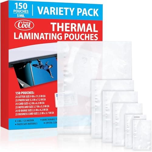 5MIL Thermal Laminating Sheets (150 Count) Letter, Photo, Card, Notecard, ID Badge and Business Card Sizes, Laminating Pouches Compatible with Laminators, Crystal Clear Laminated Finish - Image 1