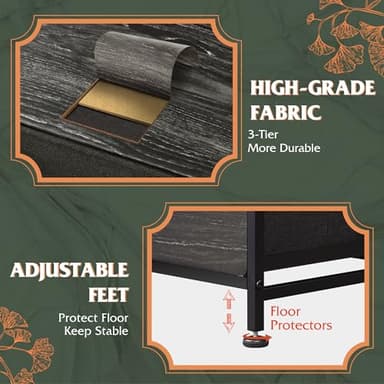 WLIVE 9-Drawer Dresser, Fabric Storage Tower for Bedroom, Entryway, Closet, Tall Chest Organizer Unit with Fabric Bins, Steel Frame, Wood Top, Easy Pull Handle, Charcoal Black Wood Grain Print - Image 7