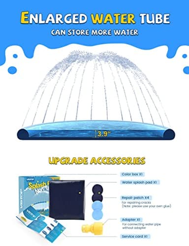 VISTOP Non-Slip Splash Pad for Kids and Dog, Thicken Sprinkler Pool Summer Outdoor Water Toys - Fun Backyard Fountain Play Mat for Baby Girls Boys Children or Pet Dog (67 inch, Blue&Blue) - Image 6