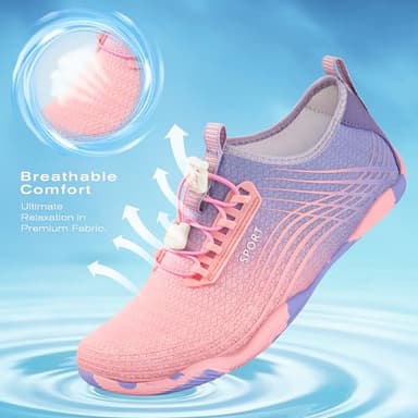 Tanamo Water Shoes for Women Men Quick Dry Swim Beach Barefoot River Aqua Shoes for Hiking Boating Camping Fishing Grounding Surfing Yoga Women 6.5 / Men 5.5 (8-Pink Purple) - Image 5