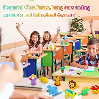URSKYTOUS 120Pcs Animal Erasers Bulk Cute Food Erasers Desk Pets Kids Puzzle Eraser Take Apart Cool 3D Eraser Mini Fun Party Favors for School Supplies Classroom Rewards Easter Egg Fillers Gifts - Image 3