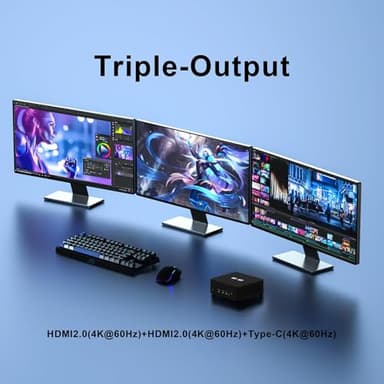 wo-we AMD P5 Mini Gaming PC Ryzen R5-3500U, 8GB DDR4 256GB SSD, 3200MHz RAM, Desktop Mini Computers Triple 4K Display 2*HDMI WIFI5 - Image 8
