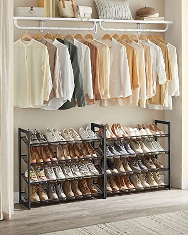 SONGMICS Shoe Rack, 8-Tier Shoe Organizer, Metal Rack for Garage, Set of 2, 4-Tier Stackable Shelf, with Adjustable Flat or Angled Shelves, 32-40 Pairs, Ink Black ULMR08B - Image 4