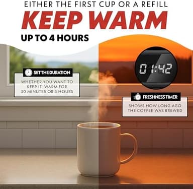 Gourmia Drip Coffee Maker – 5 Cup, One-Touch Brew, Pause & Serve, Adjustable 4 Hr Keep Warm, EZ-View Water Window, Black - Image 7