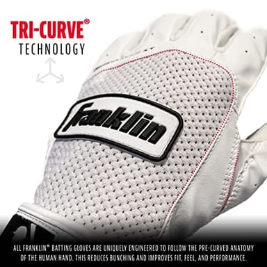 Franklin Sports MLB Batting Gloves - Classic XT Adult Men's + Youth Batting Gloves Pair - Baseball + Softball Gear - White - Adult Large - Image 4