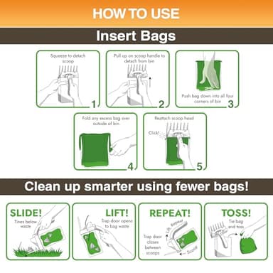 Neater Pet Brands Lift N' Bag Dog Pooper Scooper with Bag Attachment | 195 Bags | Dog Pooper Scooper for Yard & Walks | One-Hand Use | Heavy Duty Poop Scoop for Small to Large Dogs - Image 9