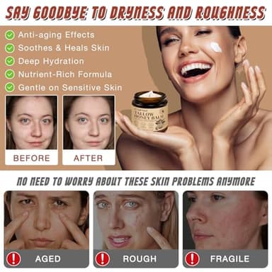 asusxcli Beef Tallow for Skin,Beef Tallow for Face,Beef Tallow and Honey Balm,Grass Fed Whipped Tallow Honey Balm,Natural Moisturizer Hydrates,Deeply Nourishes the Skin, Enhances Natural Radiance - Image 5