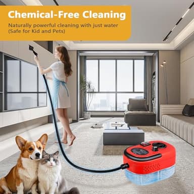 Handheld Steam Cleaner with 1200ml Large Water Tank & High Pressure - for Floors, Upholstery, Grout, Cars, Tiles, Windows, Kitchen - Image 5