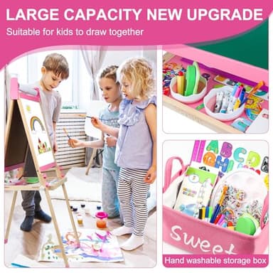 Easel for Kids Toys,Adjustable Wooden Toddler Art Easels, Girls Toys for Ages 5-7,8-13,Magnetic Dry Eraser White Board and Chalk Board with Art Supplies,Kid Easel 4 5 6 7 8 9 10 Year Old Girl Gifts - Image 7