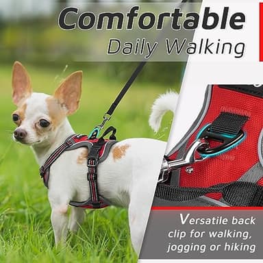 Eagloo Small Dog Harness No Pull, Service Vest with Reflective Strips and Control Handle, Adjustable and Comfortable for Easy Walking, No Choke Pet Harness with 2 Metal Rings, Red, XS - Image 4