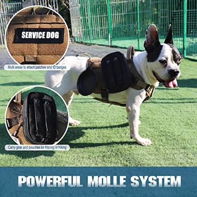 PETNANNY Tactical Service Dog Vest - No-Pull Emotional Support Harness with Hook & Loop Patches & Molle System for Training & Hunting (Khaki, Small) - Image 6