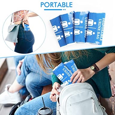 DIBBATU Disposable Urine Bag,12 PCS 800ML for Travel, Emergency Portable Pee Bag and Vomit Bags, Unisex Urinal Bag as Toilet Bag Suitable for Camping, Traffic Jams Pregnant, Patient, Kids - Image 7