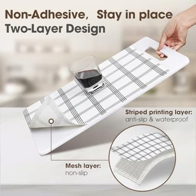 ALIUNI Drawer and Shelf Liner, Non-Slip Kitchen Cabinet Liners Non-Adhesive Thick Strong Grip Waterproof Washable Mats Protect Dresser Shelves Cupboard Bathroom Cabinets, White Stripes, 12 in X 10 FT - Image 2