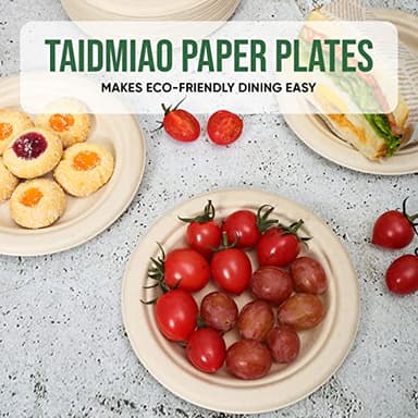 TaidMiao Paper Plates 6 Inches, 100 Pack Disposable Plates – 100% Compostable Plates, Water & Oil Proof Dessert Plates, Microwavable Small Paper Plates, Perfect Paper Plate For Party - Brown - Image 6