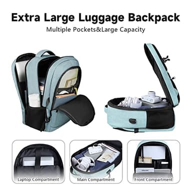 Lapsouno Extra Large Backpack, Travel Laptop Backpack, Carry on Backpack, Sturdy 17 Inch TSA Friendly with USB Port, Water Resistant College School Computer Bag Gifts for Men Women, Lake Green - Image 6